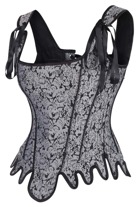 Daelyn Silver Brocade Corset