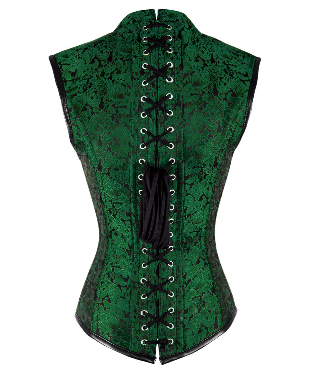 Elayne Steampunk Green Corset with Shoulder Straps