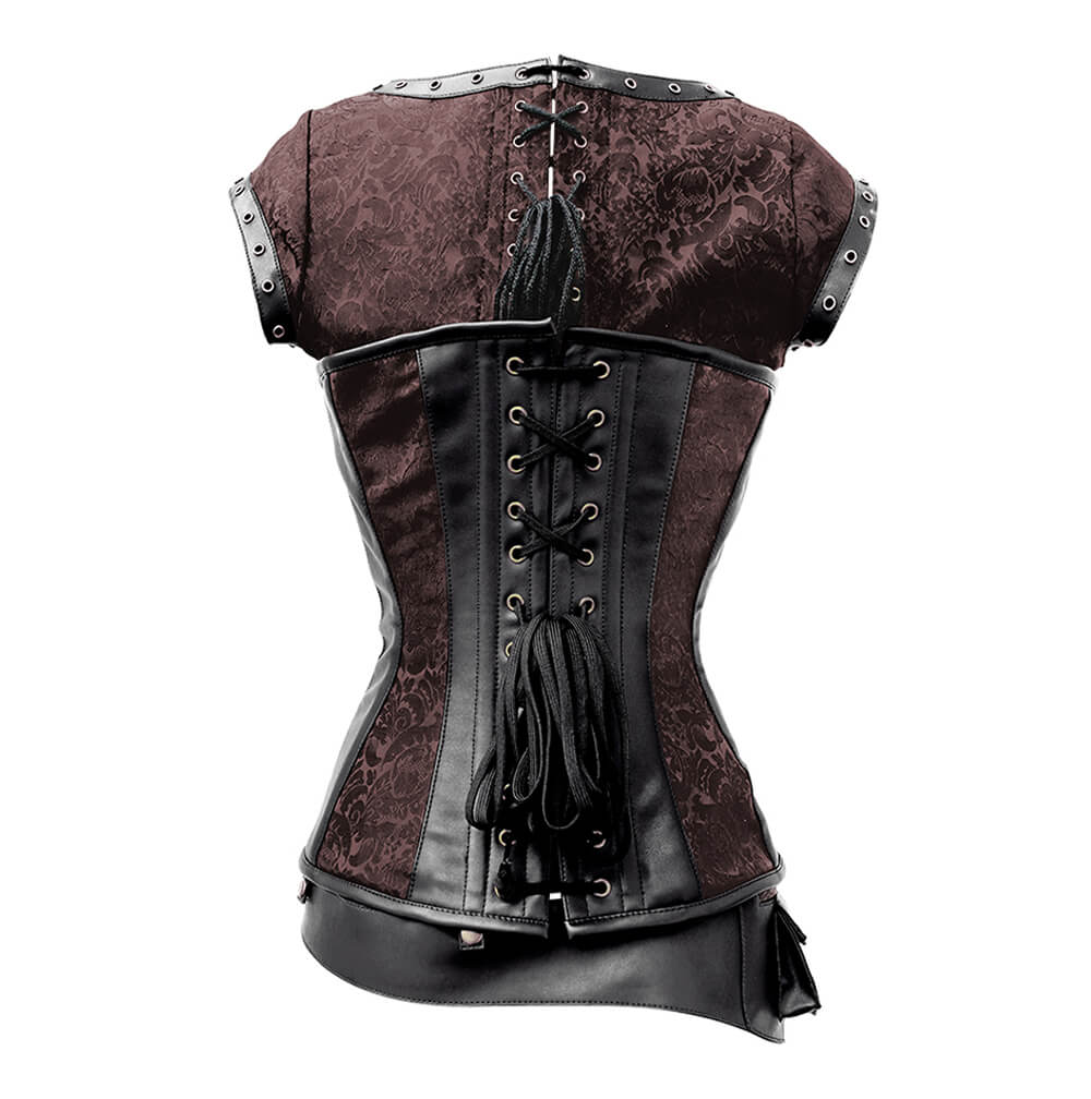 Reyna Steampunk Overbust Corset with Detachable Belt