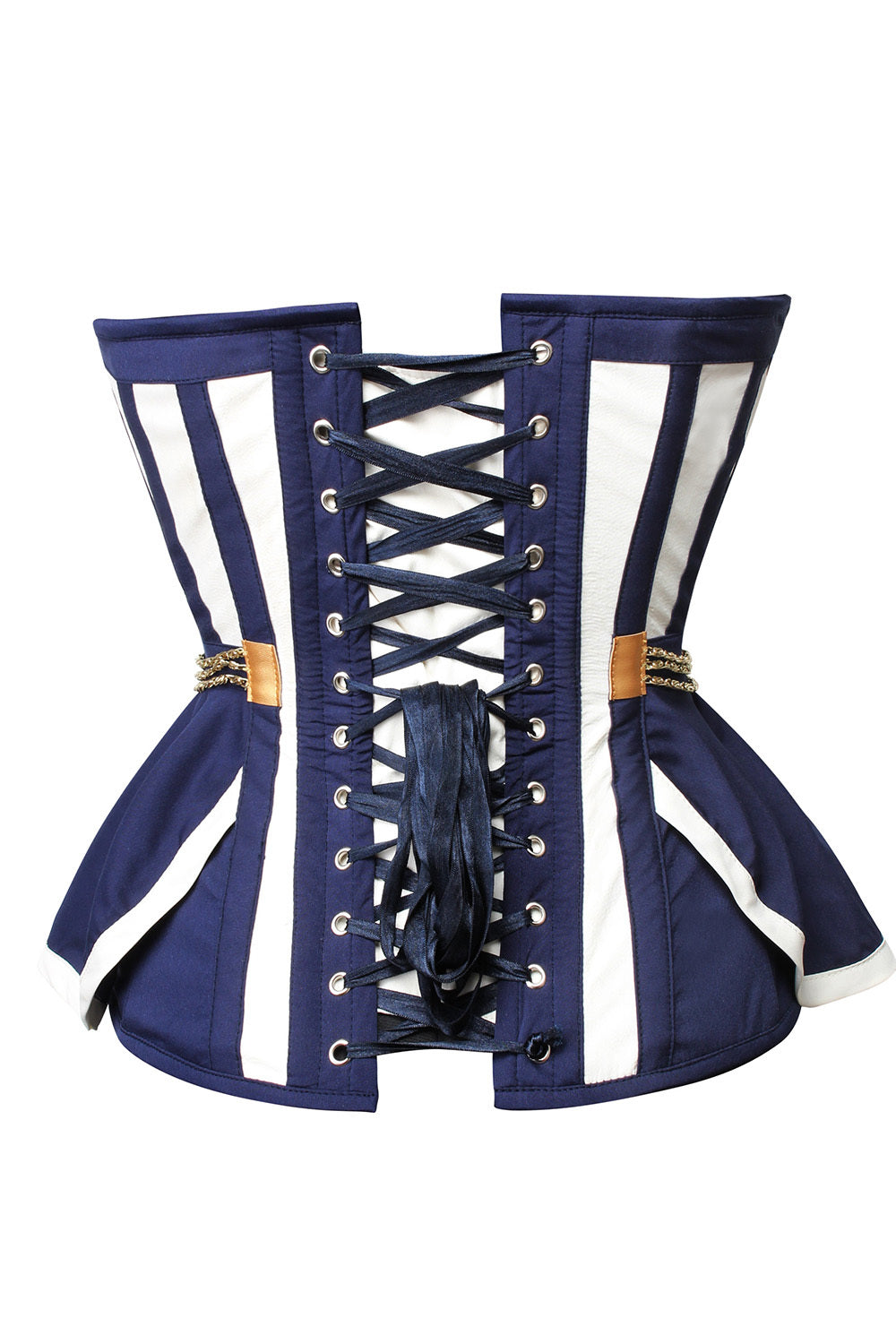 Brandice Navy Blue & White Panelled Peplum Corset