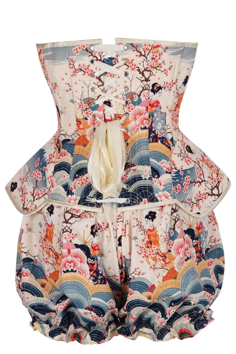 Chelsei Oriental Geisha Blossom Corset & Bloomer Set