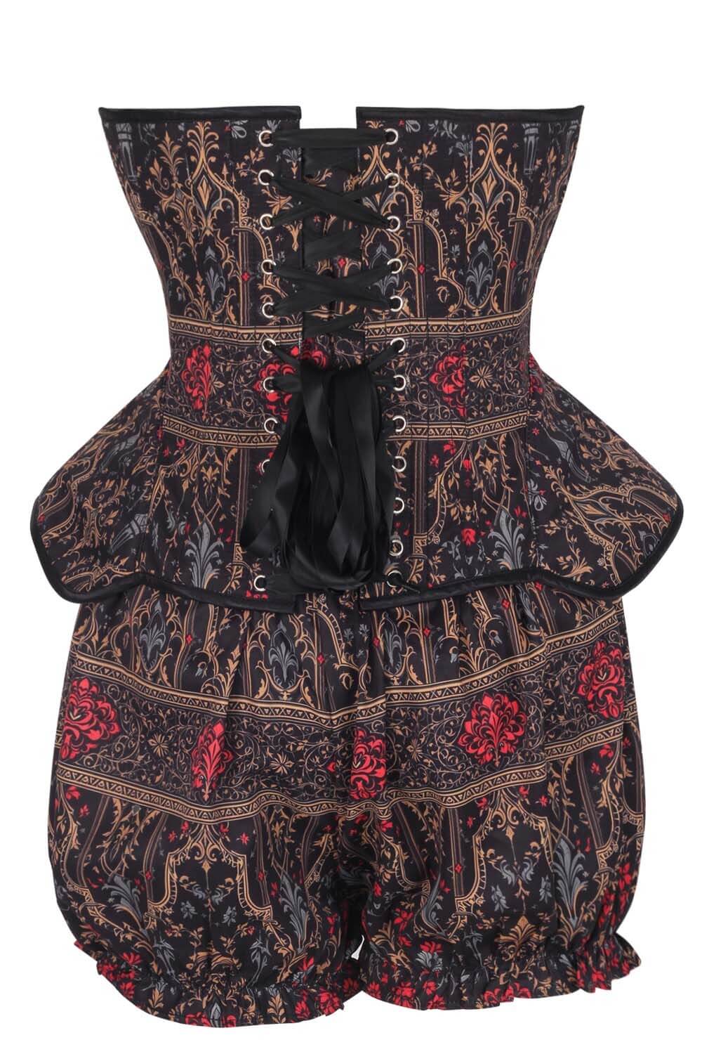 Telisha Gothic Baroque Rose Corset & Bloomer Set
