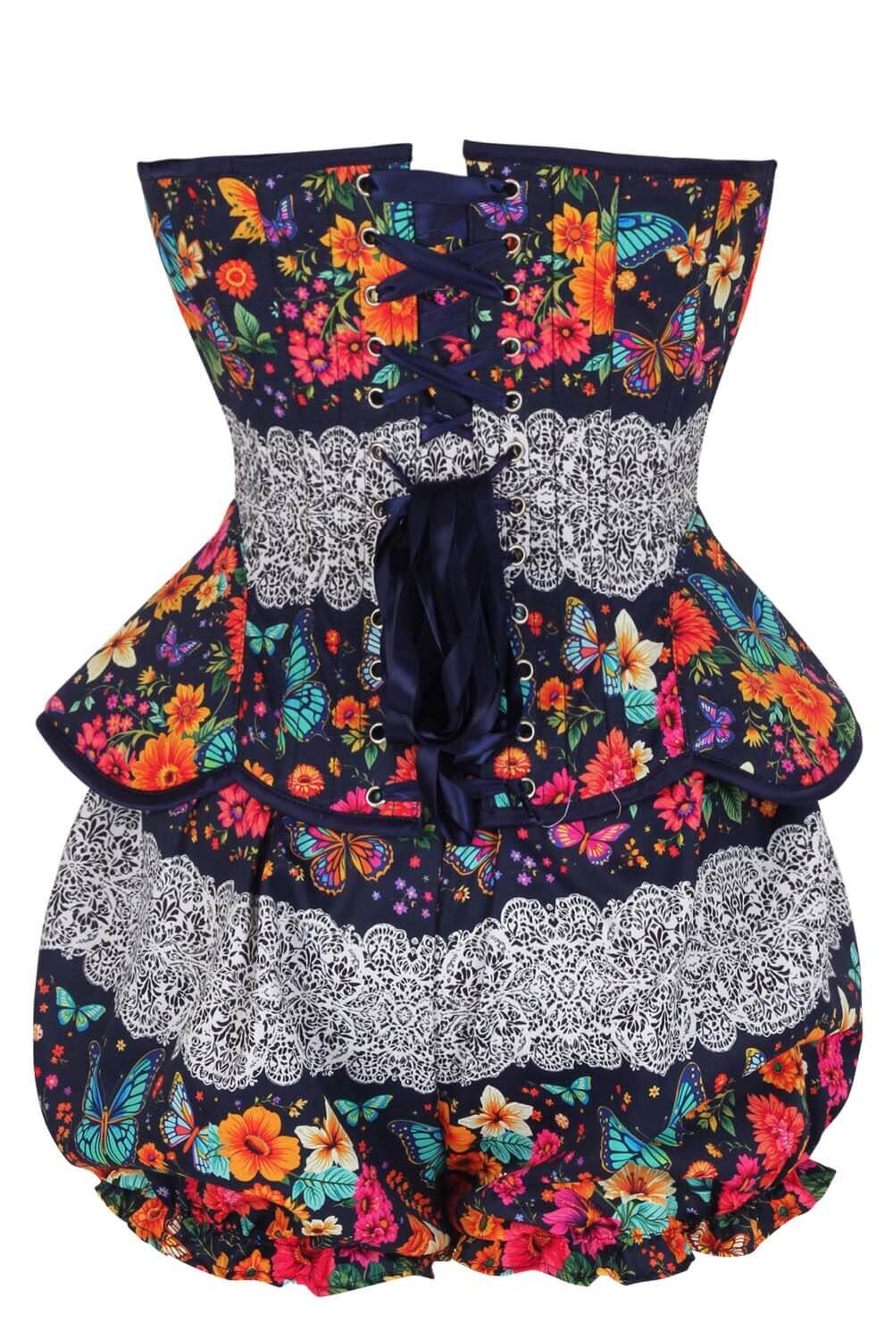 Averill Midnight Butterfly Garden Corset & Bloomer Set