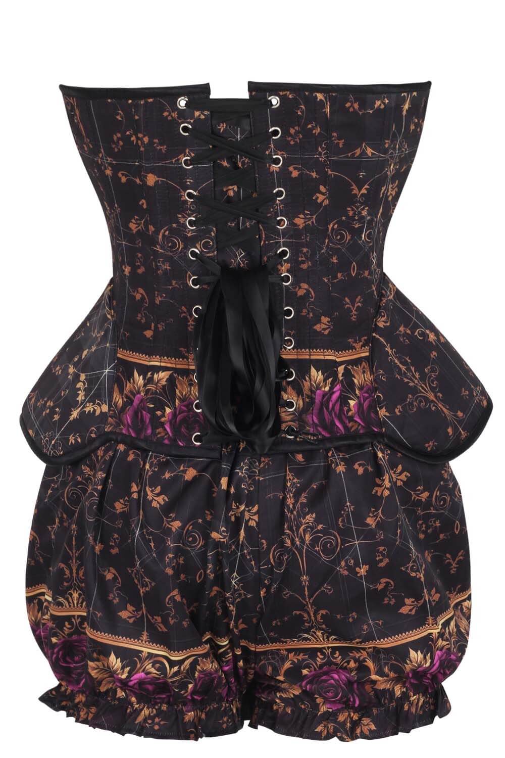 Kaylanne Baroque Noir Rose Corset & Bloomer Set
