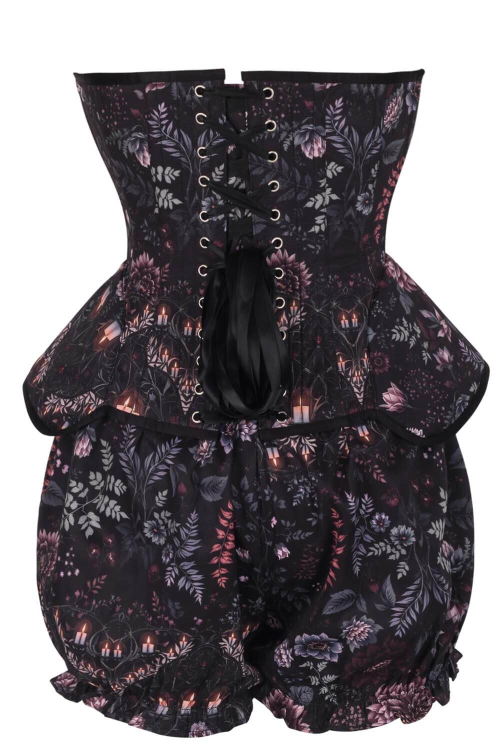 Whittley Midnight Candlelight Floral Corset & Bloomer Set
