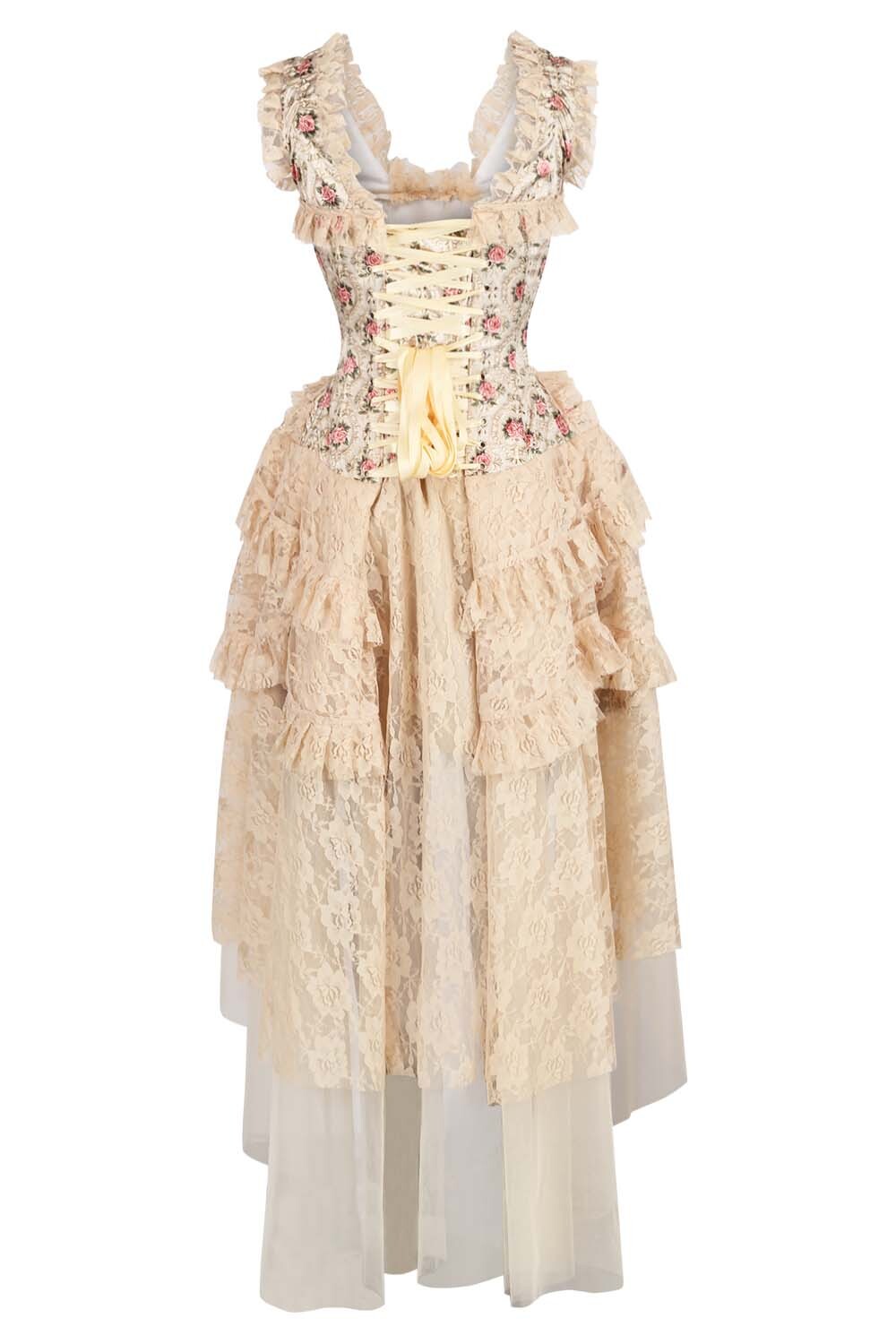 Melrose Rose Floral Satin Corset Dress