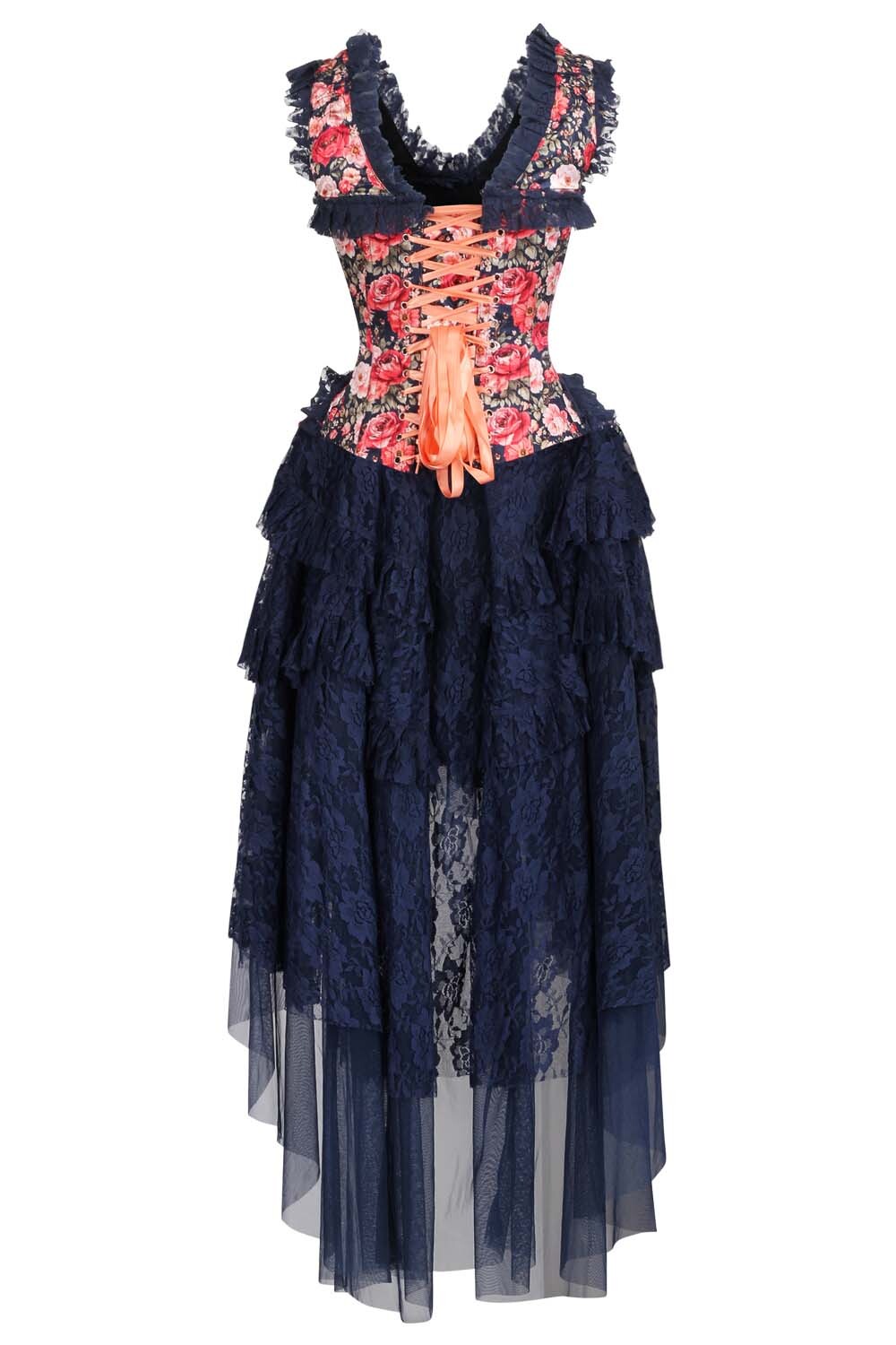 Jolyne Midnight Garden Floral Corset Dress