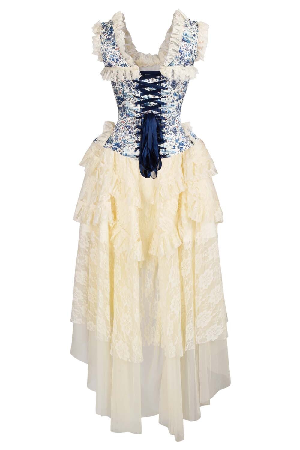 Connie Regal Voyage Print Satin Corset Dress