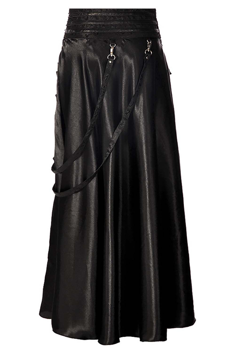 Jessie Black Satin Steampunk Bustle Skirt