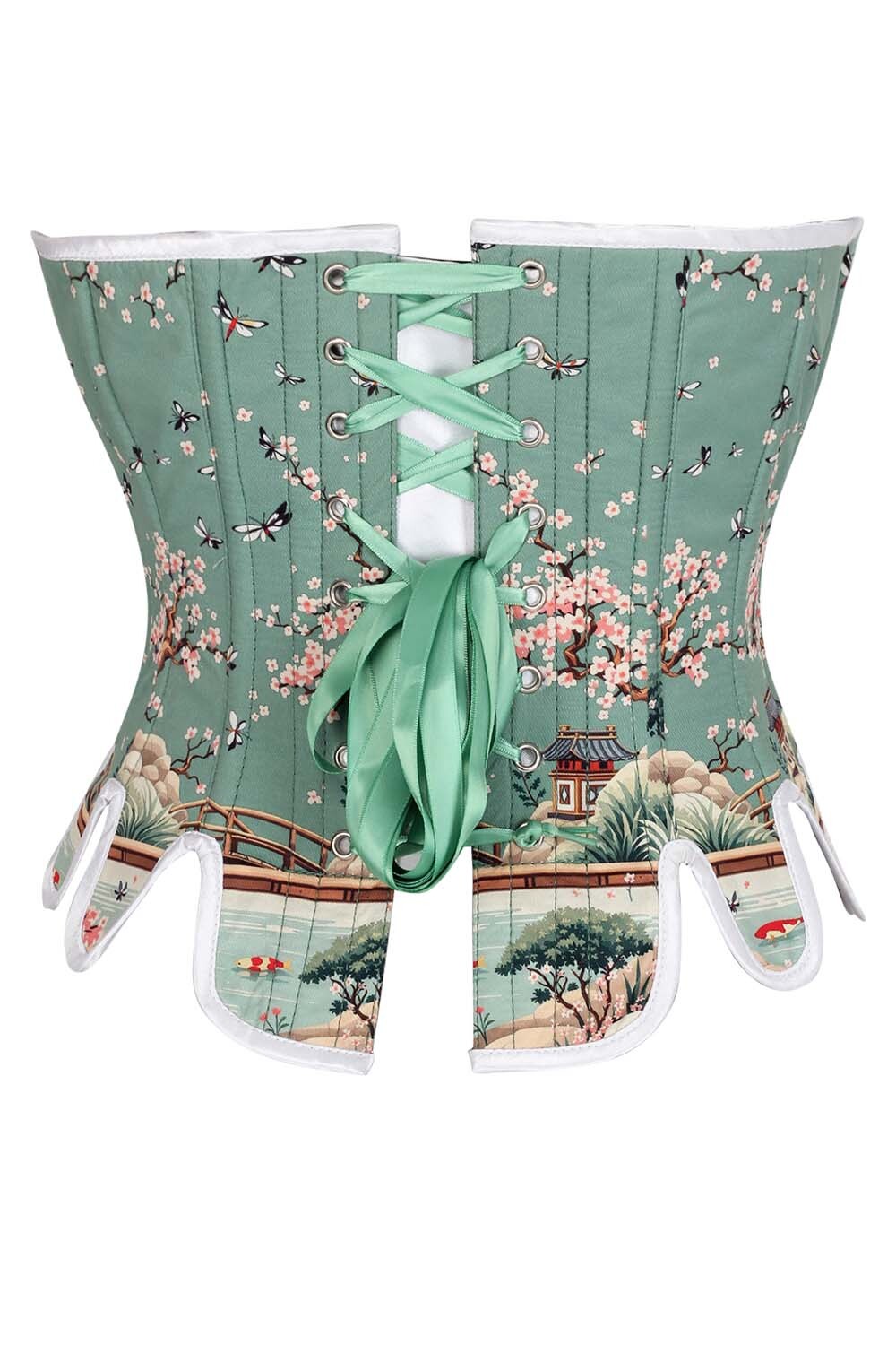 Sage Green Rosel Japanese Garden Overbust Corset