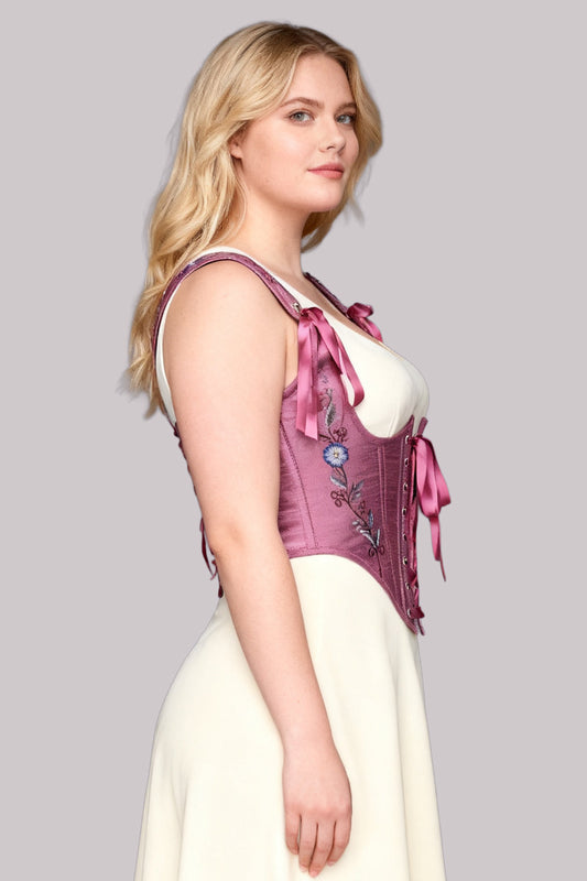 Mauve Diondra Embroidered Overbust Corset