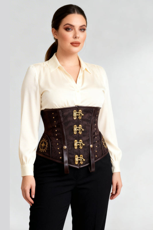 Brown Jodean Embroidery Underbust Corset