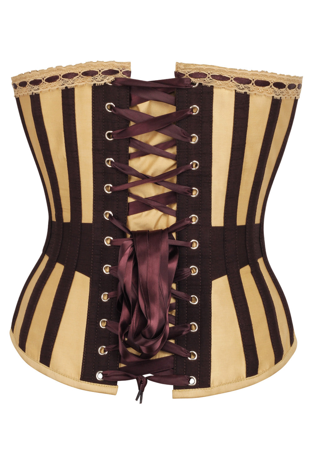 Brown & Gold Striped Joylin Overbust Corset