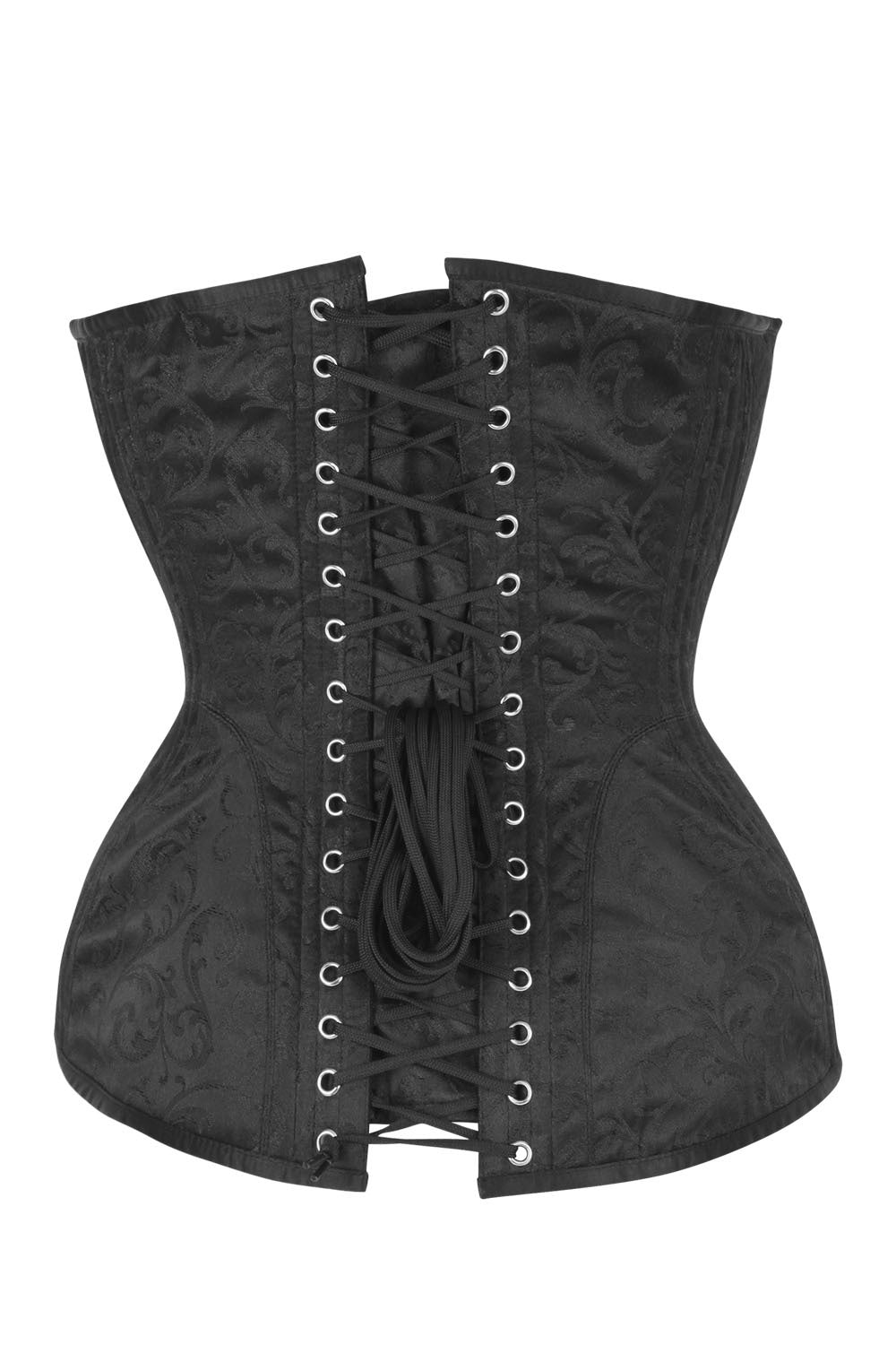Novalee Black Brocade Overbust Steel Boned Corset