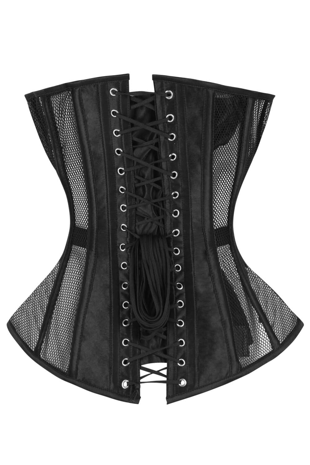 Midnight Black Navya Honeycomb Mesh Overbust Gothic Corset