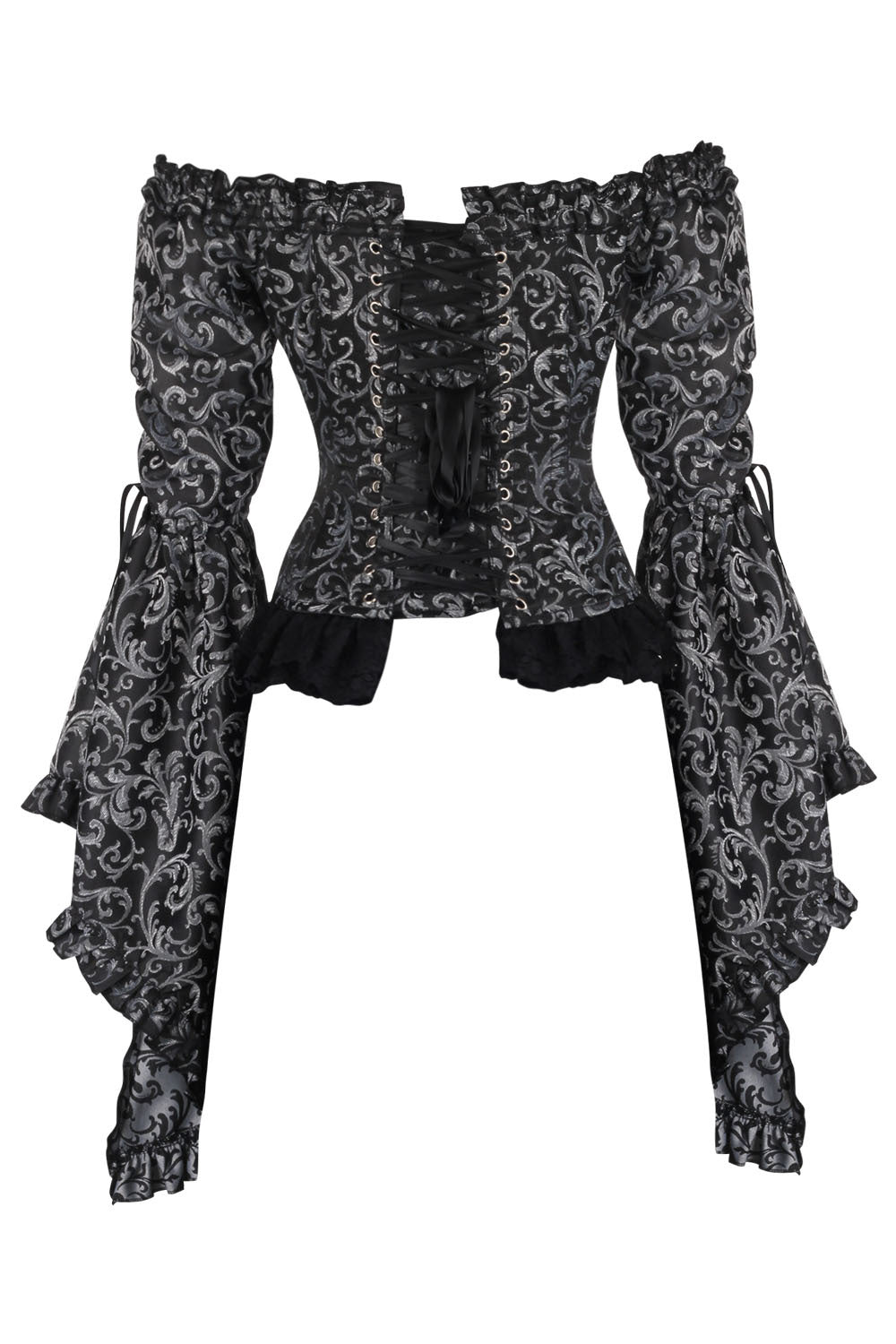 Silver Yumiko Rococo Overbust Off Shoulder Corset