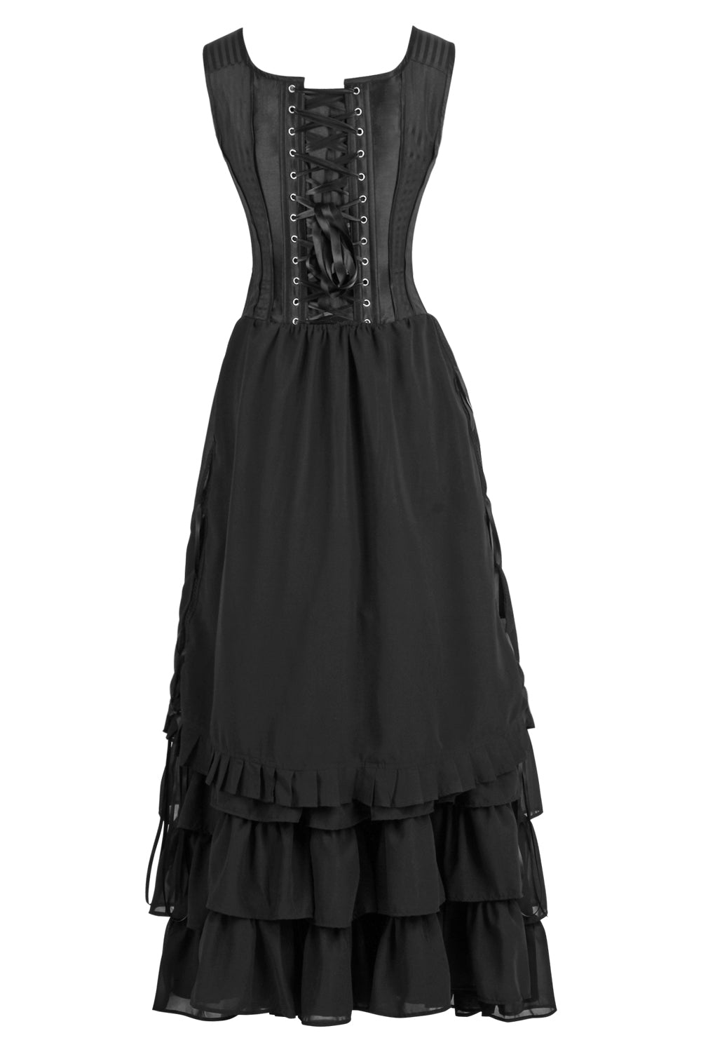 Midnight Black Leianne Victorian Gothic Corset Dress