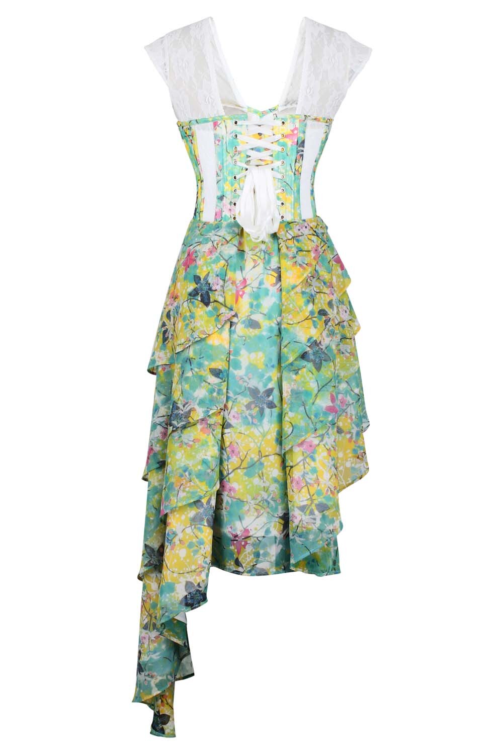 Mint Garden Darlena Digital Printed Georgette Corset Dress