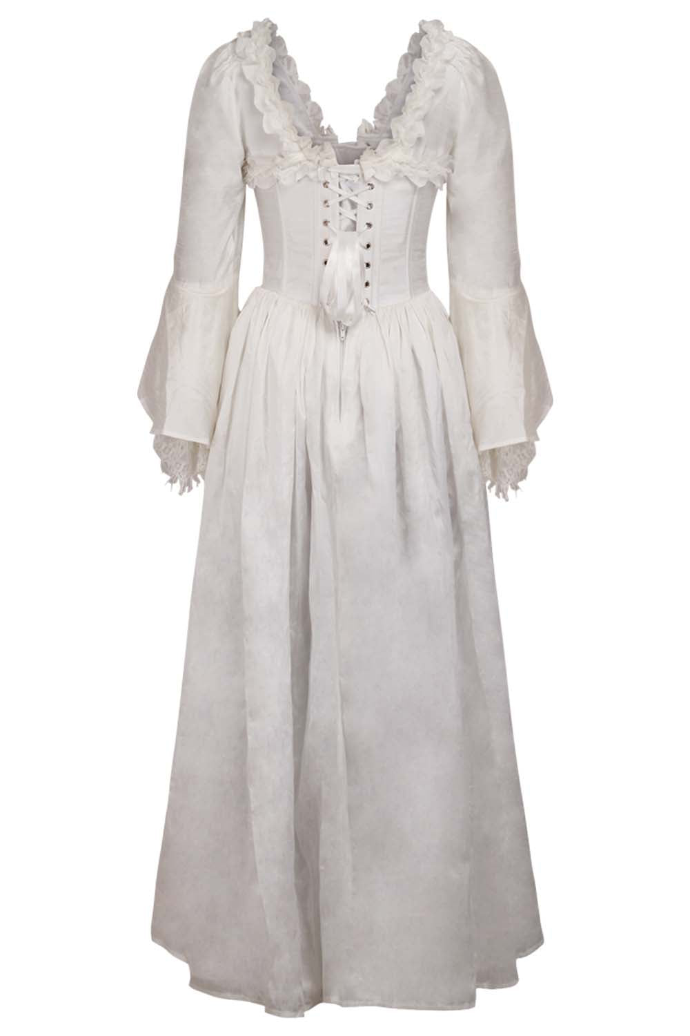 Ivory Immortelle Rococo Corset Dress with Bell Sleeves
