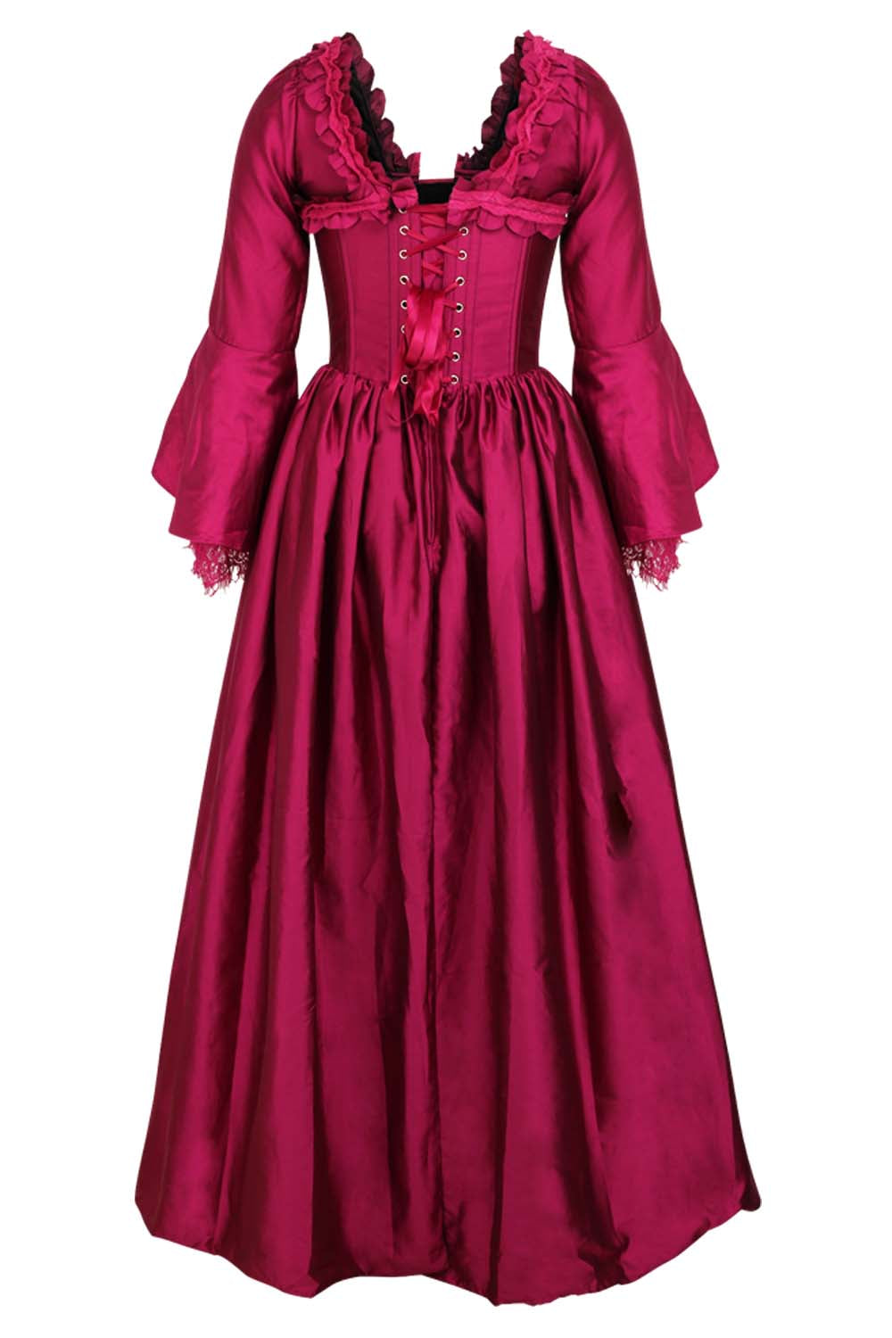 Burgundy Immortelle Rococo Steel Boned Corset Dress