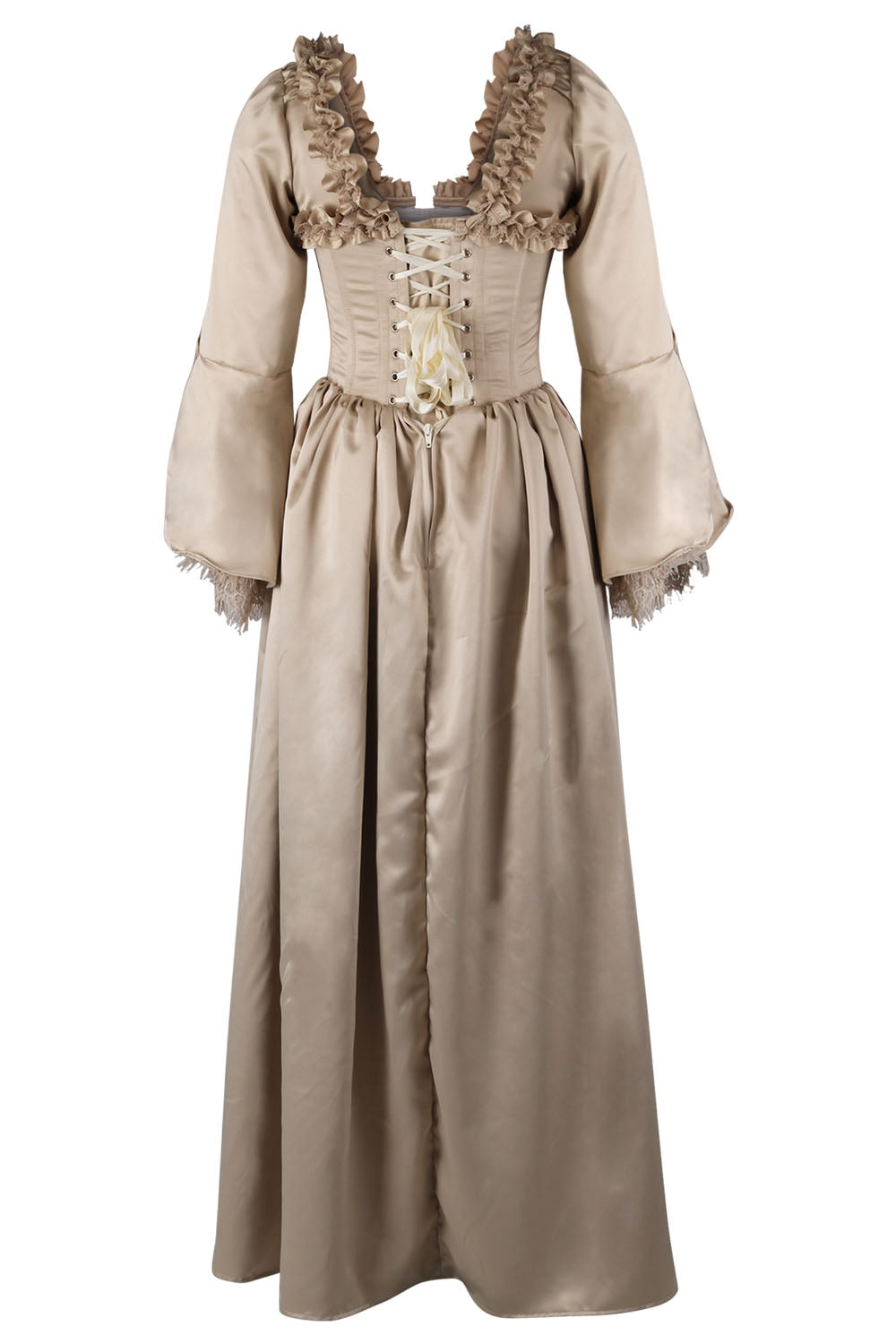 Champagne Immortelle Rococo Duchess Satin Corset Dress