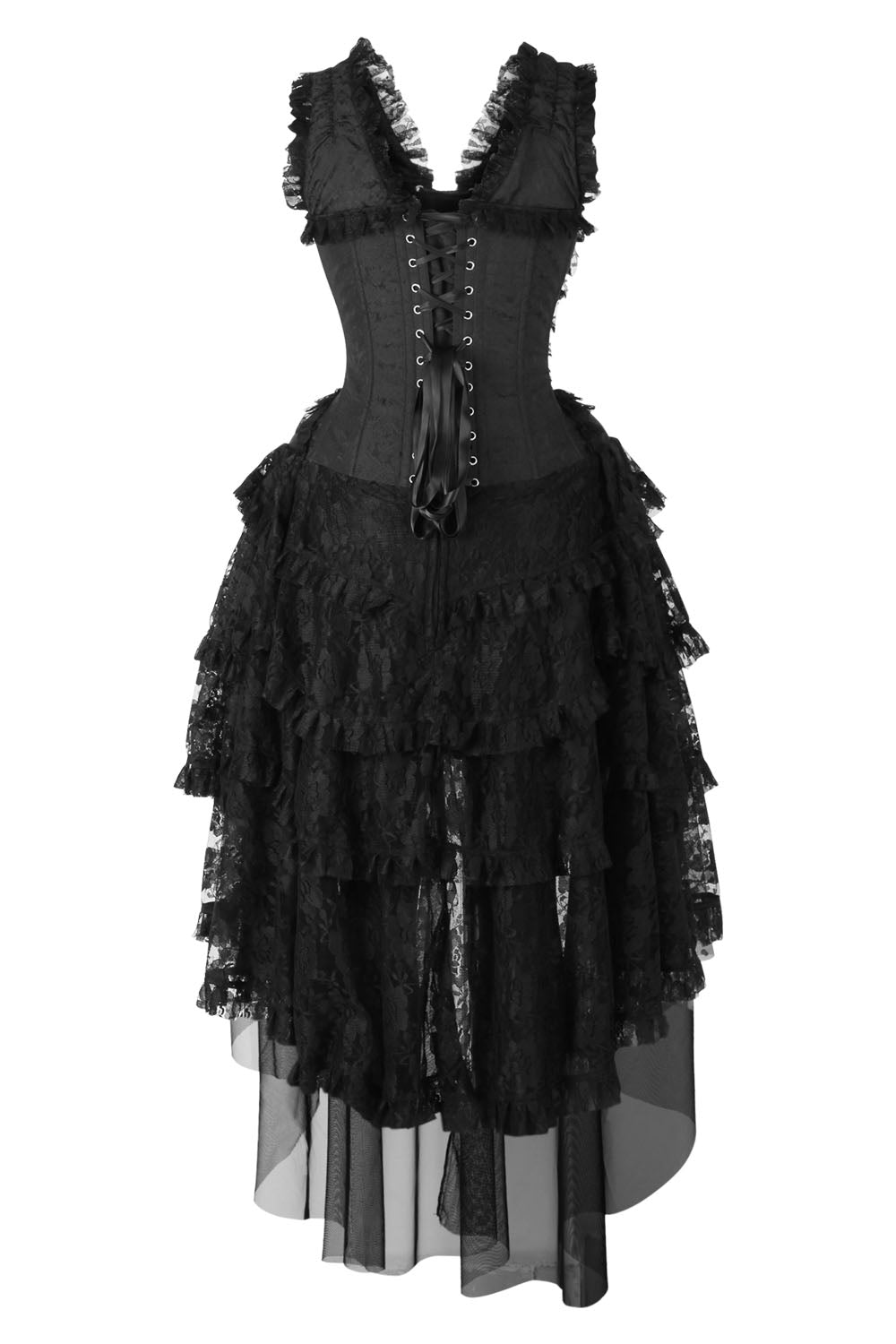 Black Anastasia Rococo Corset Dress with High-Low Skirt