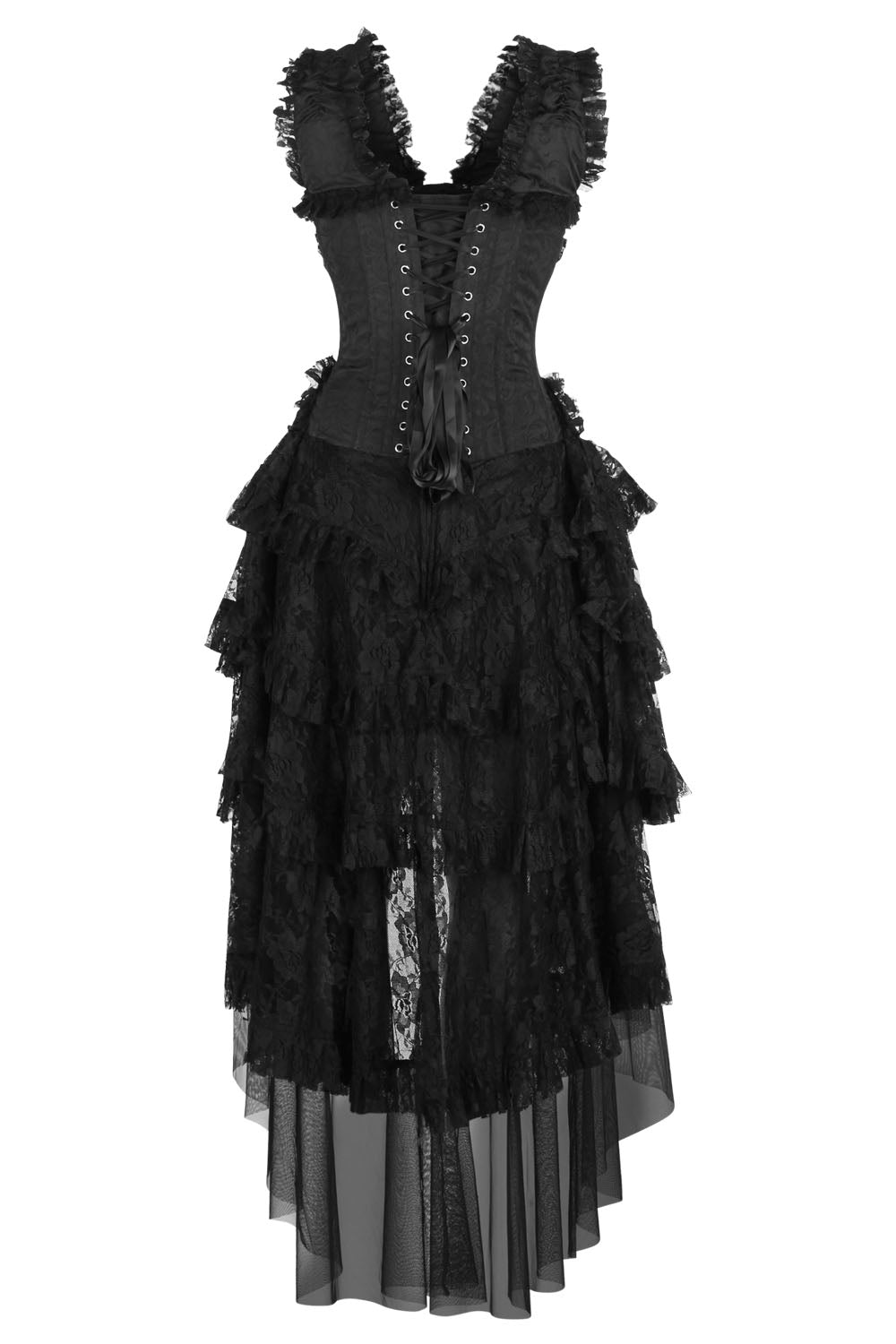 Midnight Black Anastasia Rococo Steel Boned Corset Dress