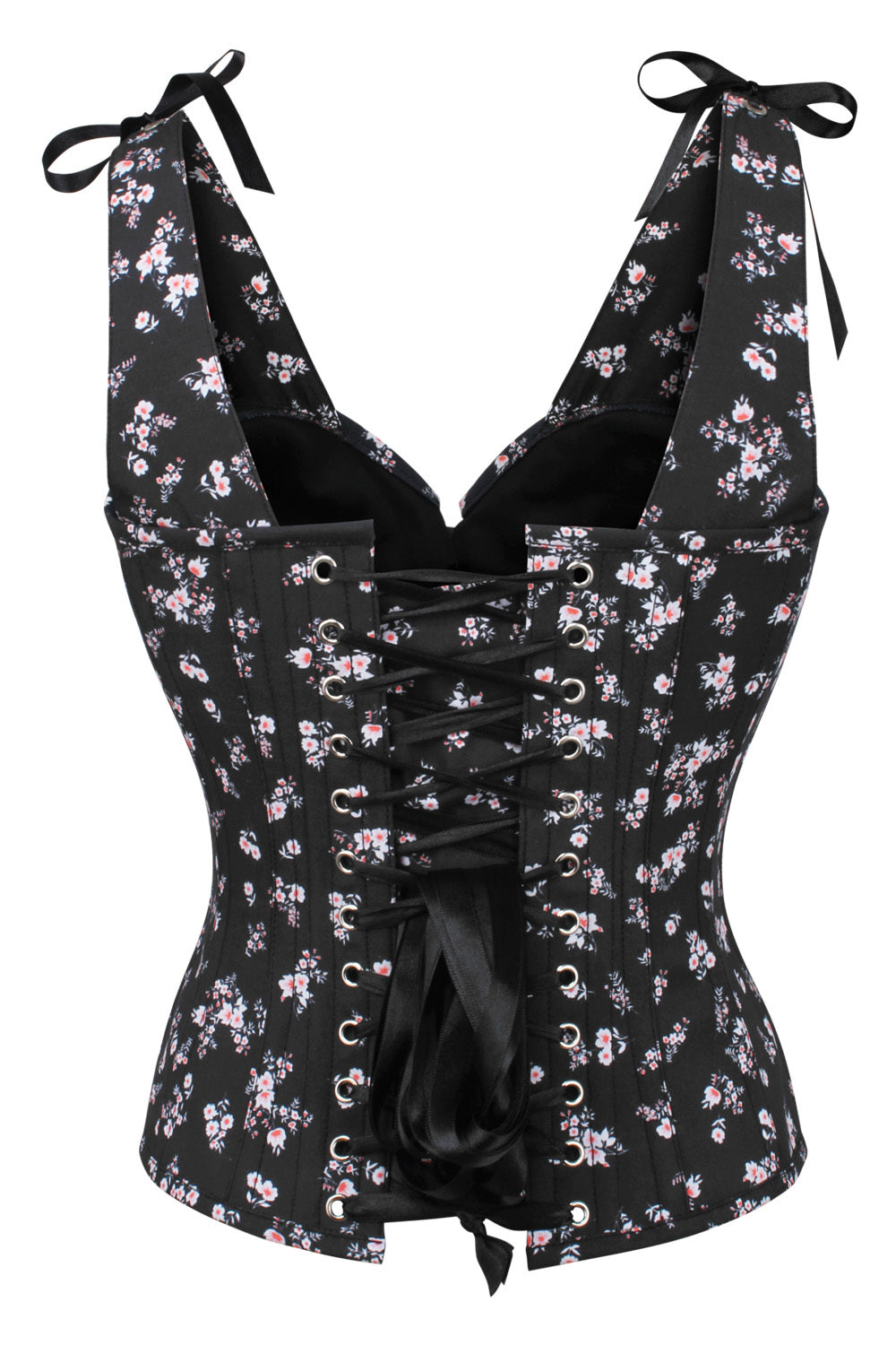 Black Darnisha Floral Digital Printed Overbust Corset