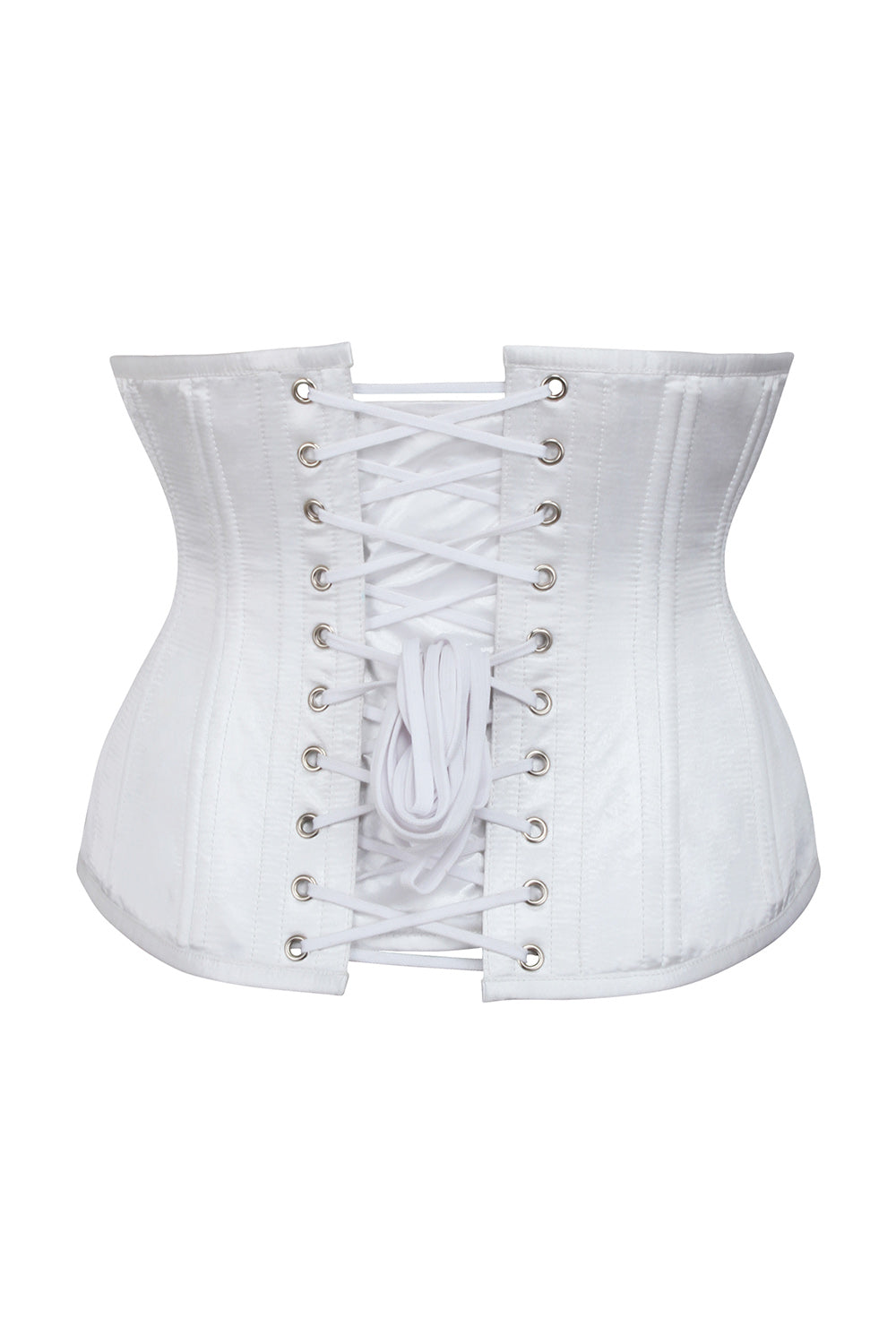 Shanedra White Satin Waist Training Steel Boned Corset