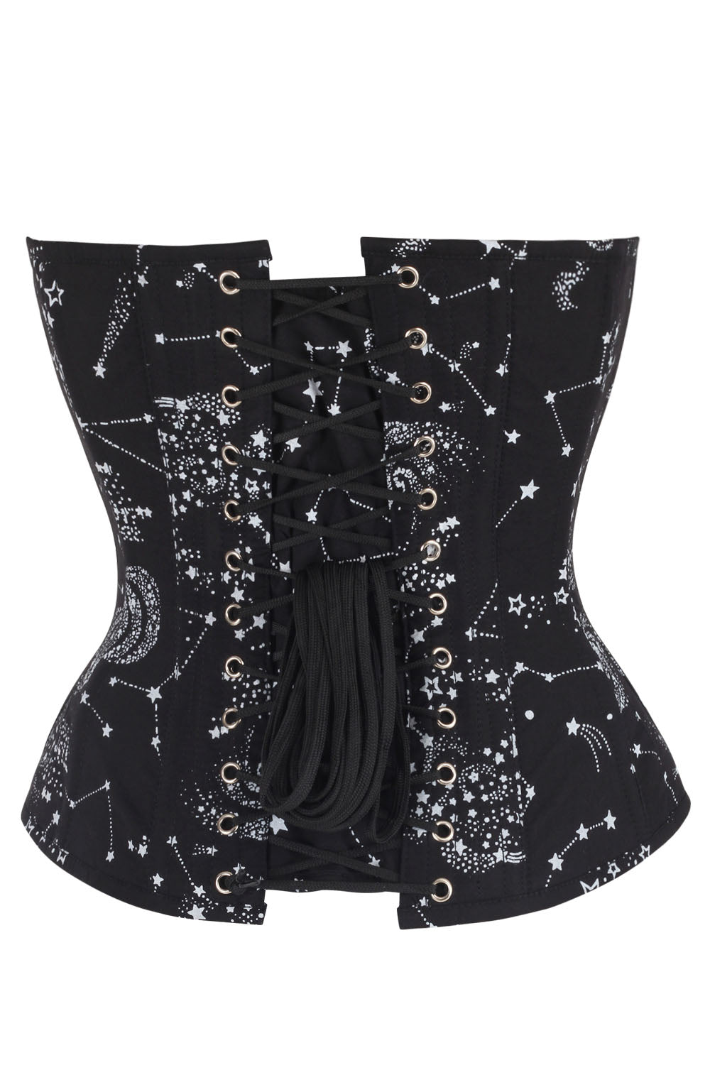 Midnight Black Constellation Astronomy Overbust Cotton Corset
