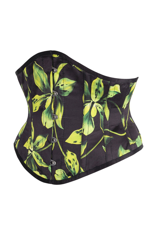 Midnight Black Delinda Botanical Underbust Corset