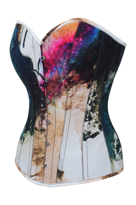Aurora Dreams Watercolor Abstract Overbust Corset