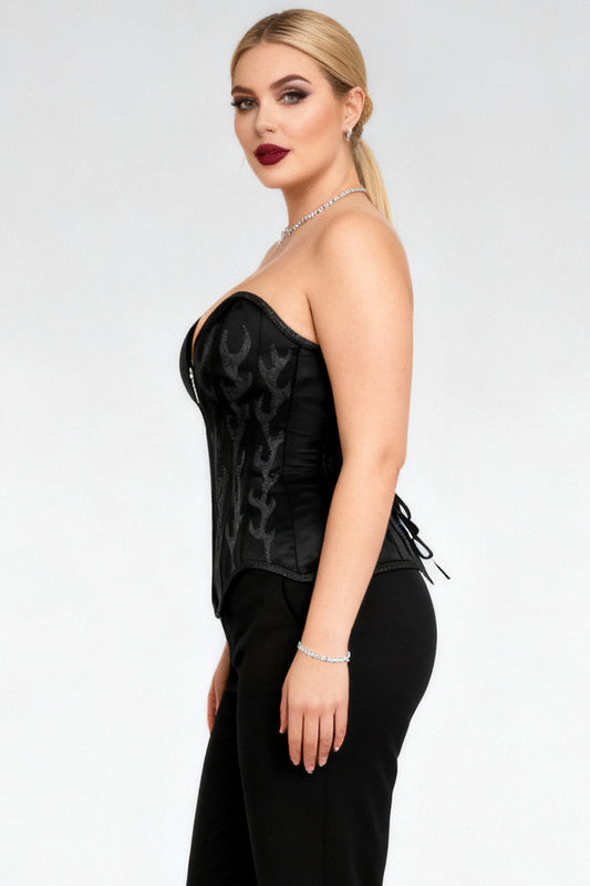 Jenalynn Black Satin with Glitter Overbust Corset