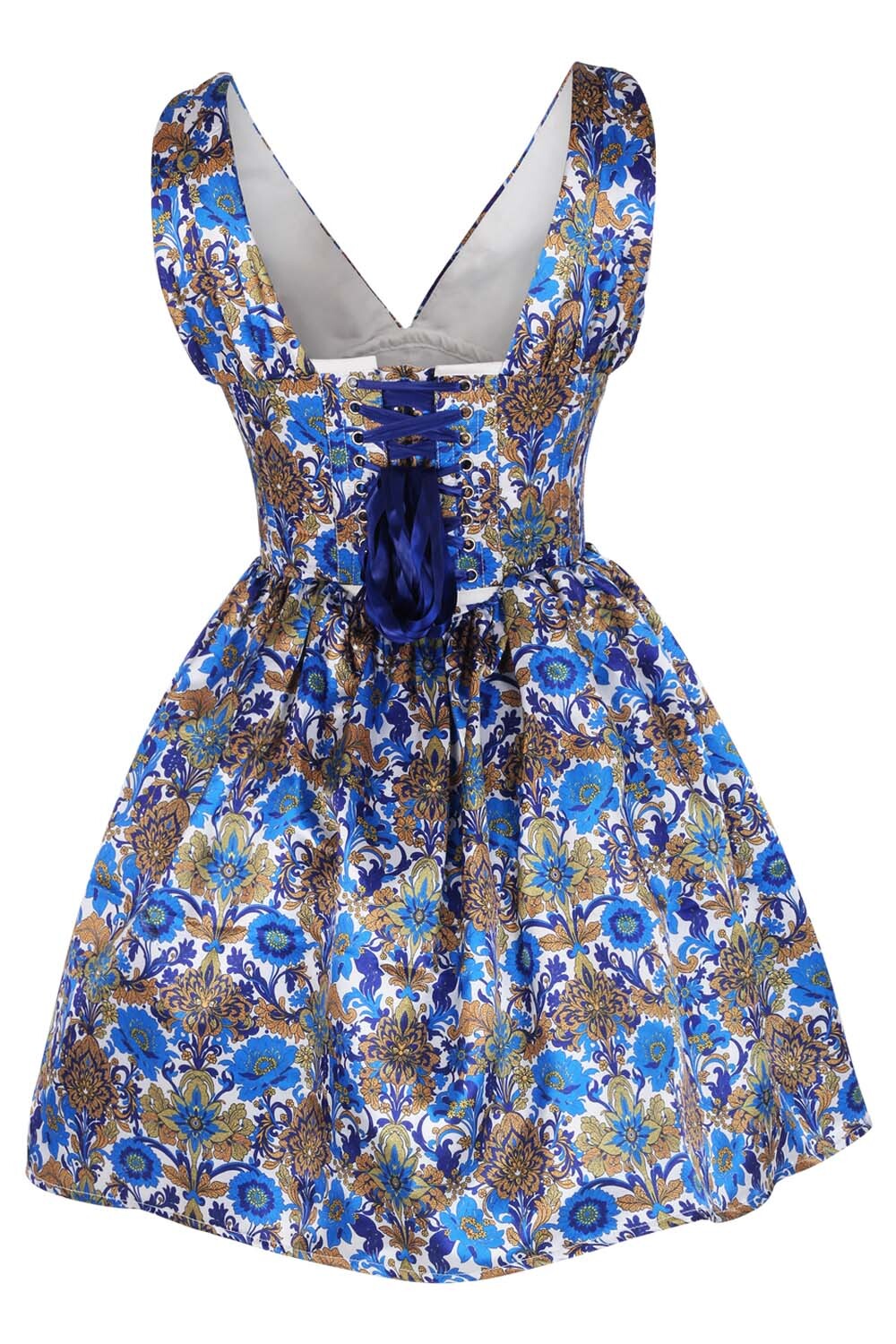 Lakicia Blue & Gold Floral Corset Dress