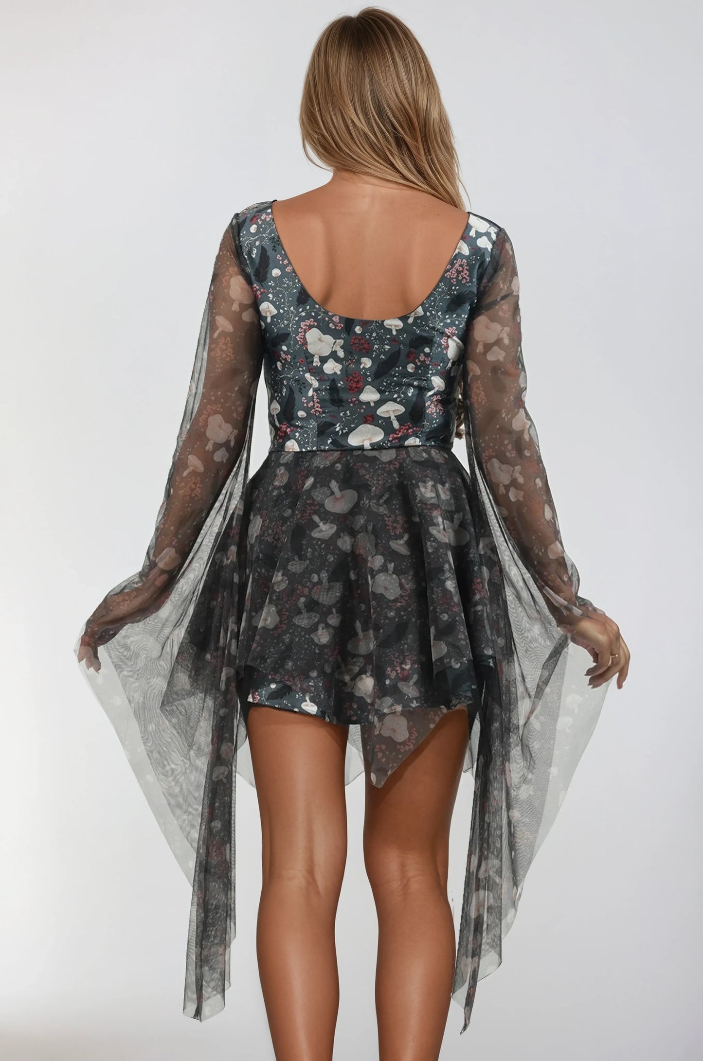 Fara Scoop Neckline Mushrooms Dress