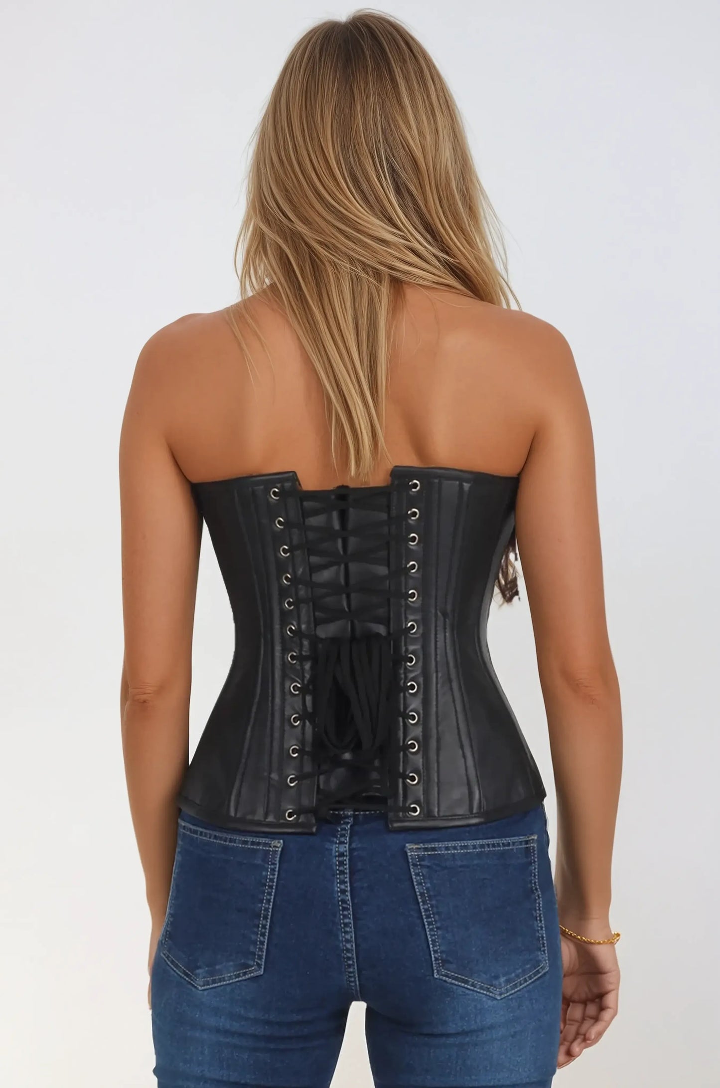 Delle Black Faux Leather Sweet Heart Corset