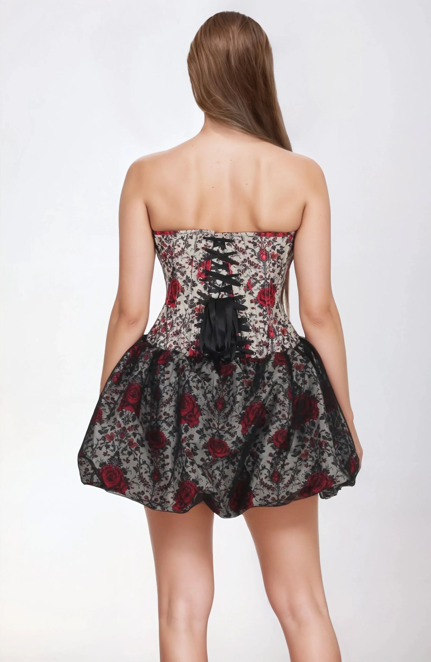 Beau Gothic Red Rose Corset Dress