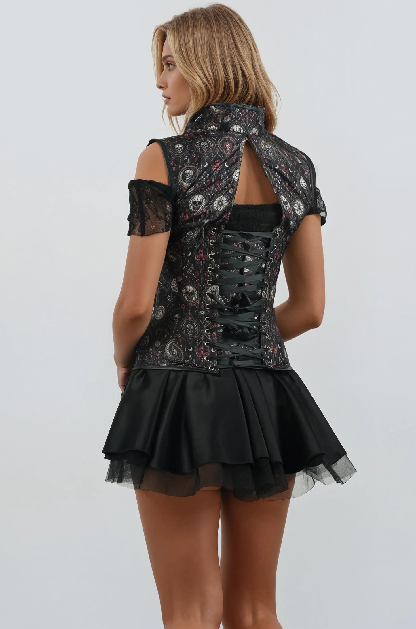 Shamika Gothic Inspired Corset with Lapel Halter Strap
