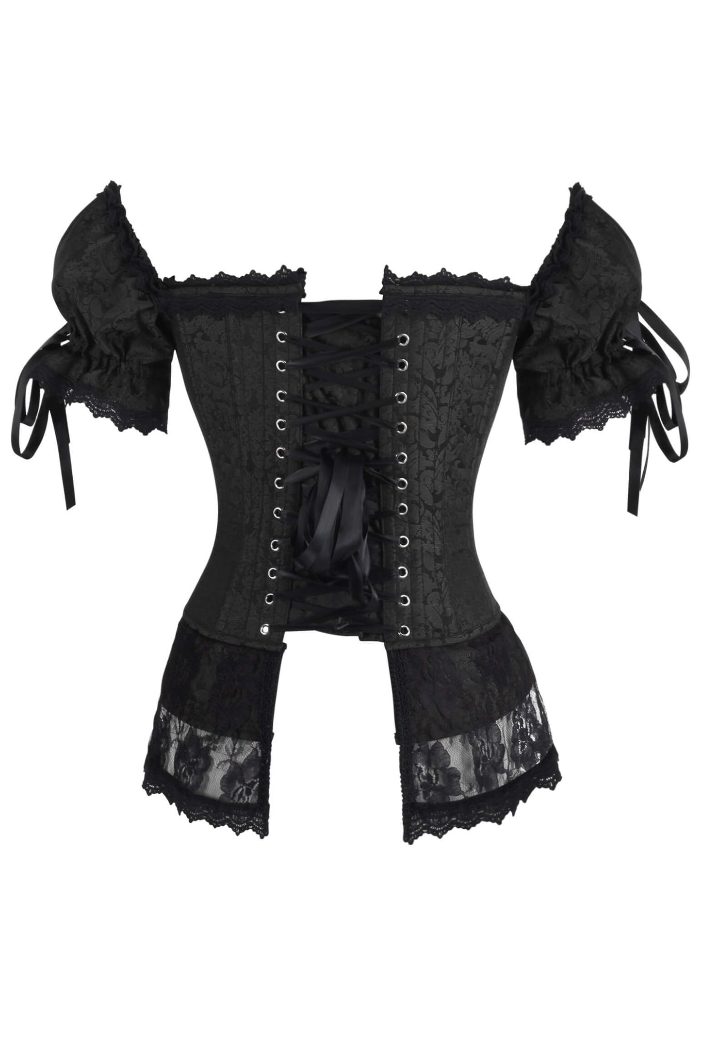 Kenadi Black Overbust Rococo Corset with Peplum