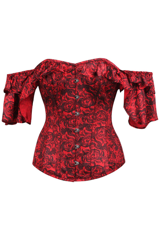 Hawk Overbust Red Satin Corset