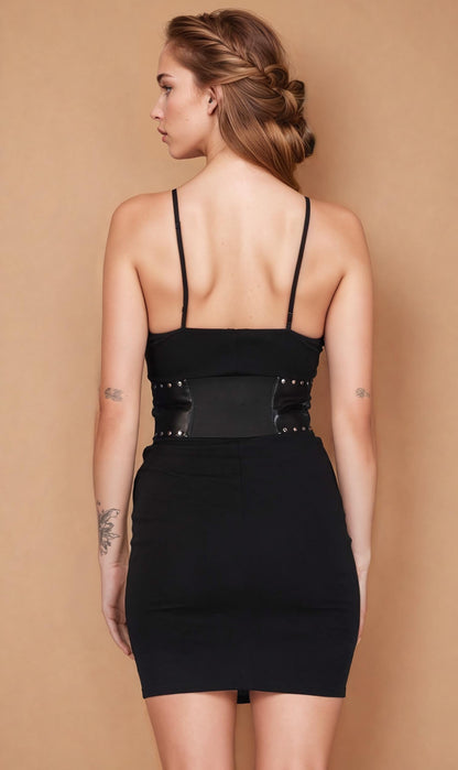 Carsie Black Faux Leather Corset Belt