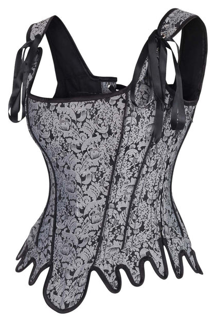 Daelyn Silver Brocade Corset