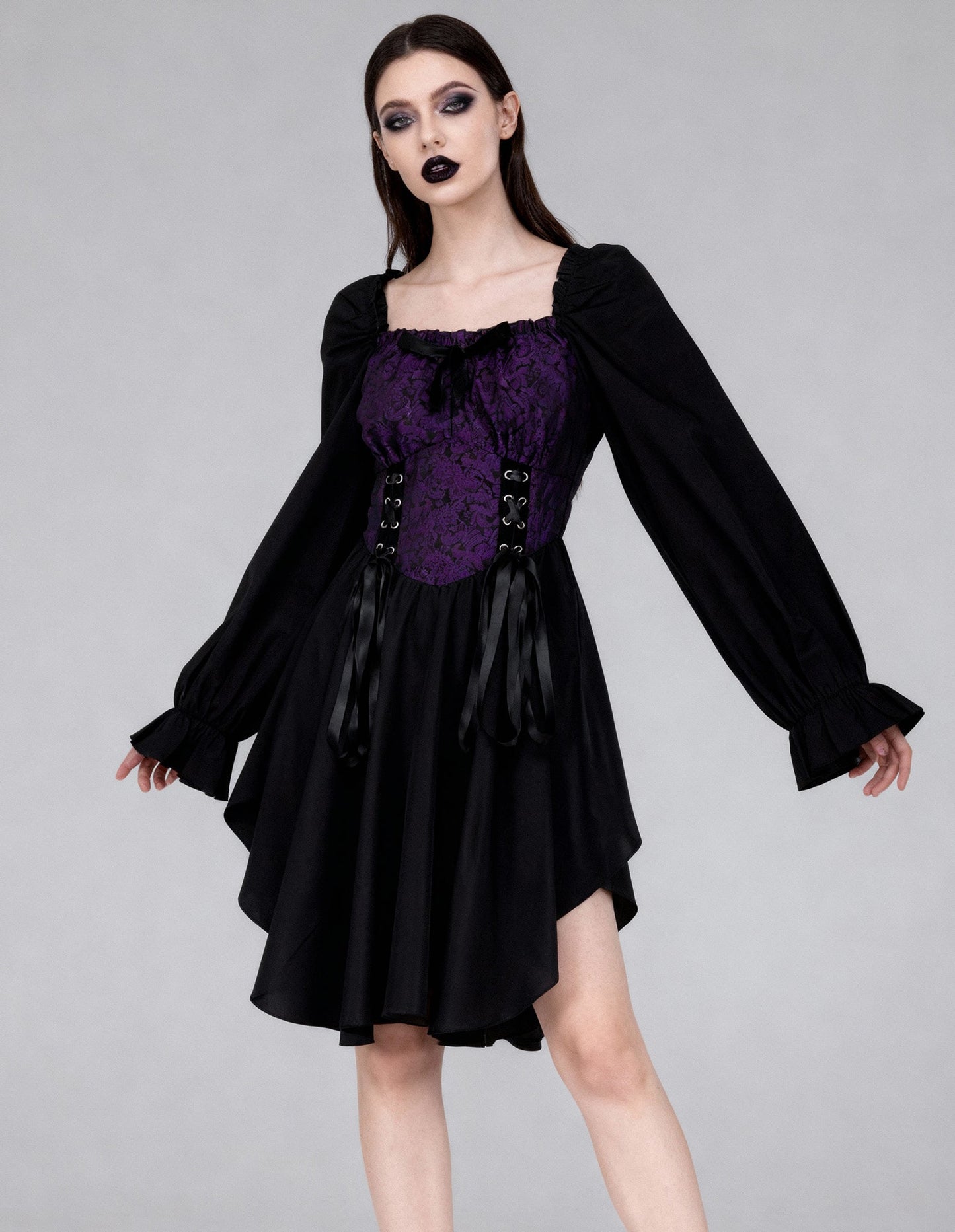 Corley Brocade Dress with Bishop Sleeves
