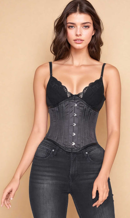Harmony Black Satin Waist Training Corset