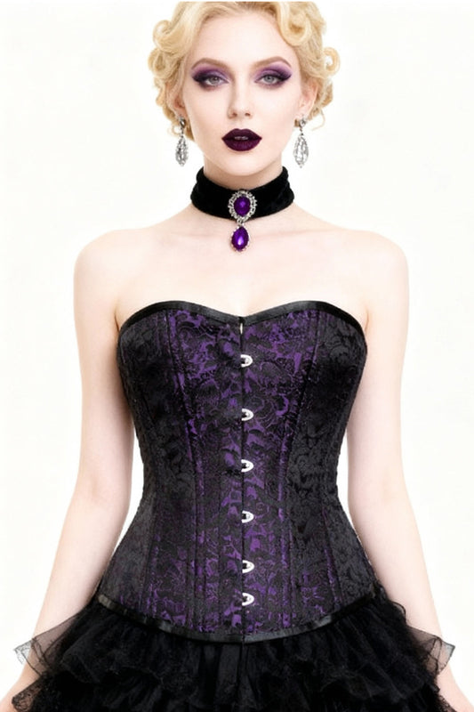 Celsa Overbust Purple Brocade Waist Traing Corset