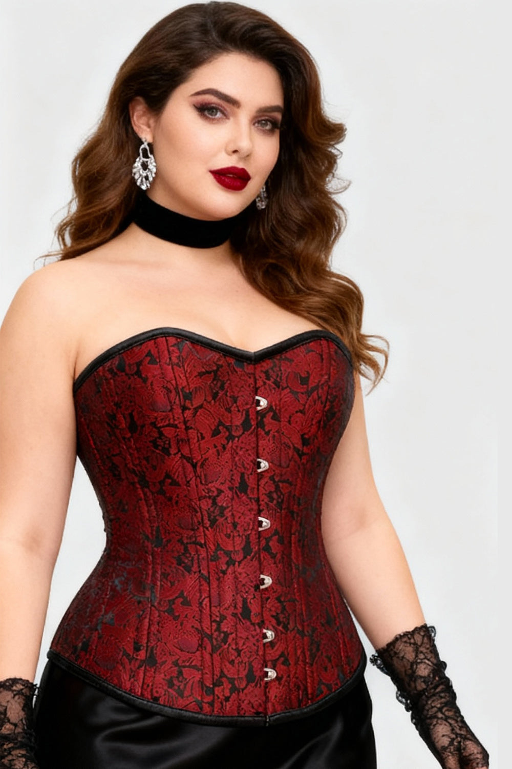 Terena Maroon Overbust Waist Training Corset