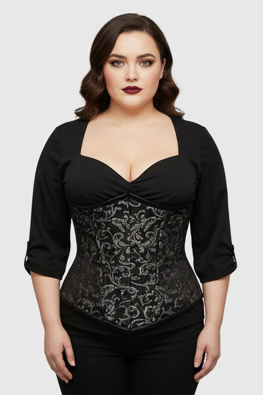 Alvena Silver Brocade Waist Trainer Corset