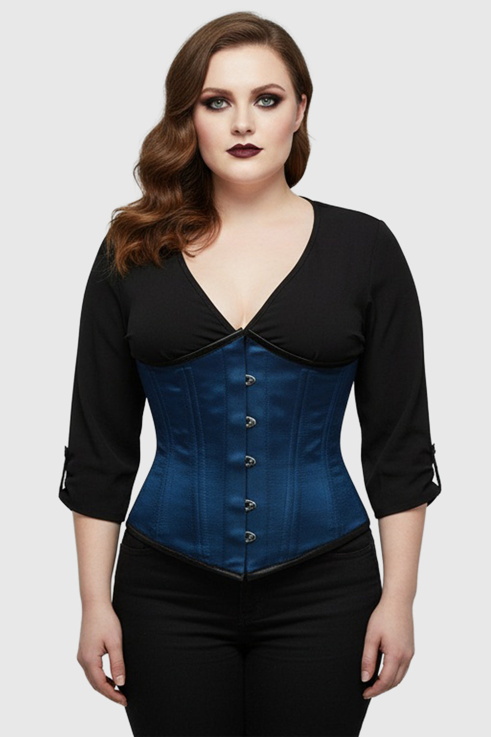 Darbie Blue Satin Waist Trainer Underbust Corset