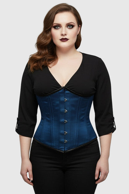 Darbie Blue Satin Waist Trainer Underbust Corset