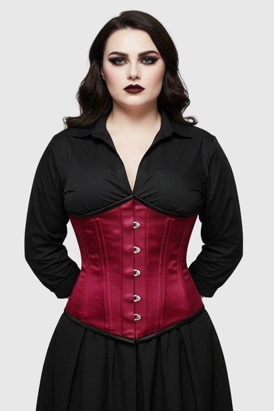 Priour Waist Training Maroon Satin Underbust Corset
